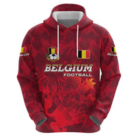 Belgium Zip Hoodie with Football Red Map Crest Rose Spirit
