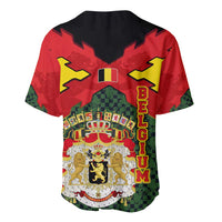 Belgium Baseball Jersey with Royal Coat of Arms Crown Lion Red Green Checker Spirit