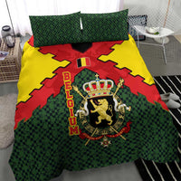 Belgium Bedding Set with Royal Coat of Arms Crown Lion Red Green Checker Spirit