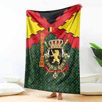 Belgium Blanket with Royal Coat of Arms Crown Lion Red Green Checker Spirit