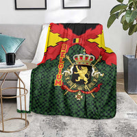 Belgium Blanket with Royal Coat of Arms Crown Lion Red Green Checker Spirit