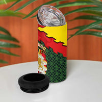 Belgium 4 in 1 Can Cooler Tumbler with Royal Coat of Arms Crown Lion Red Green Checker Spirit