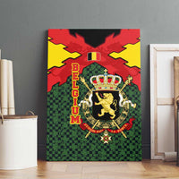 Belgium Canvas Wall Art with Royal Coat of Arms Crown Lion Red Green Checker Spirit