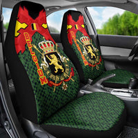 Belgium Car Seat Cover with Royal Coat of Arms Crown Lion Red Green Checker Spirit