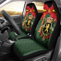 Belgium Car Seat Cover with Royal Coat of Arms Crown Lion Red Green Checker Spirit