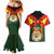 Belgium Couples Matching Mermaid Dress and Hawaiian Shirt with Royal Coat of Arms Crown Lion Red Green Checker Spirit