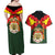 Belgium Couples Matching Off Shoulder Maxi Dress and Hawaiian Shirt with Royal Coat of Arms Crown Lion Red Green Checker Spirit