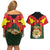 Belgium Couples Matching Off Shoulder Short Dress and Hawaiian Shirt with Royal Coat of Arms Crown Lion Red Green Checker Spirit