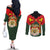Belgium Couples Matching Off The Shoulder Long Sleeve Dress and Long Sleeve Button Shirt with Royal Coat of Arms Crown Lion Red Green Checker Spirit