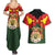 Belgium Couples Matching Summer Maxi Dress and Hawaiian Shirt with Royal Coat of Arms Crown Lion Red Green Checker Spirit