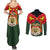 Belgium Couples Matching Summer Maxi Dress and Long Sleeve Button Shirt with Royal Coat of Arms Crown Lion Red Green Checker Spirit