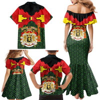 Belgium Family Matching Mermaid Dress and Hawaiian Shirt with Royal Coat of Arms Crown Lion Red Green Checker Spirit