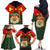 Belgium Family Matching Off The Shoulder Long Sleeve Dress and Hawaiian Shirt with Royal Coat of Arms Crown Lion Red Green Checker Spirit
