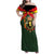 Belgium Family Matching Off Shoulder Maxi Dress and Hawaiian Shirt with Royal Coat of Arms Crown Lion Red Green Checker Spirit