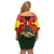 Belgium Family Matching Off Shoulder Short Dress and Hawaiian Shirt with Royal Coat of Arms Crown Lion Red Green Checker Spirit
