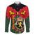 Belgium Family Matching Summer Maxi Dress and Hawaiian Shirt with Royal Coat of Arms Crown Lion Red Green Checker Spirit