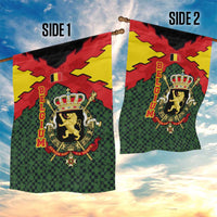 Belgium Garden Flag with Royal Coat of Arms Crown Lion Red Green Checker Spirit