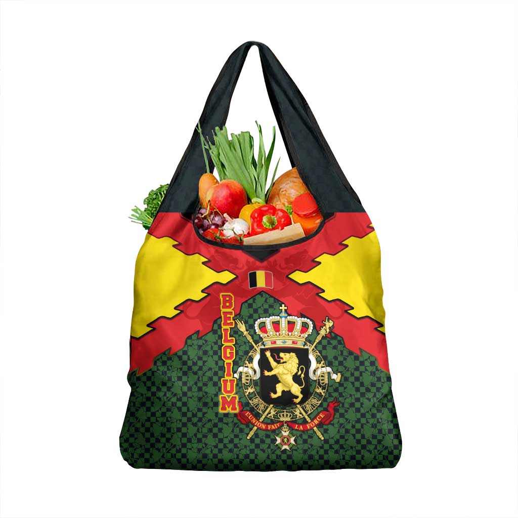 Belgium Grocery Bag with Royal Coat of Arms Crown Lion Red Green Checker Spirit
