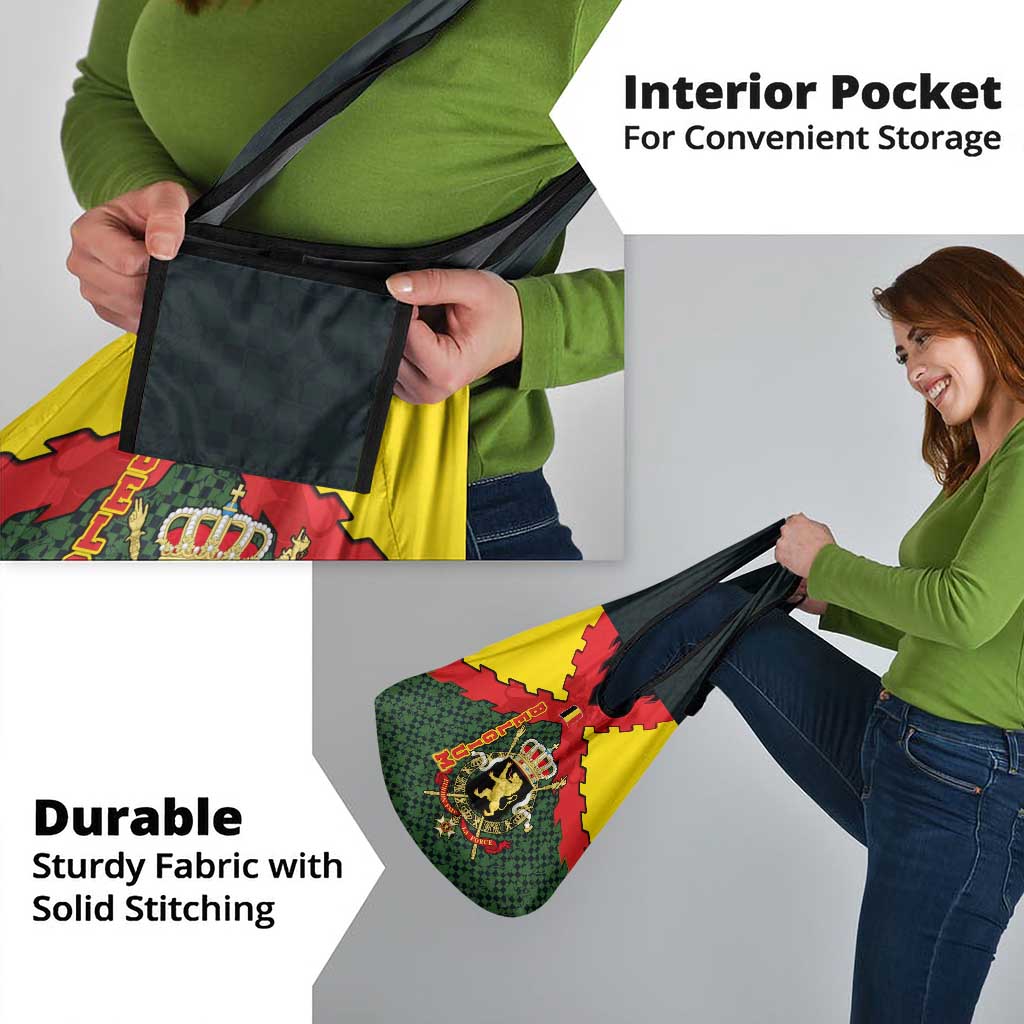 Belgium Grocery Bag with Royal Coat of Arms Crown Lion Red Green Checker Spirit