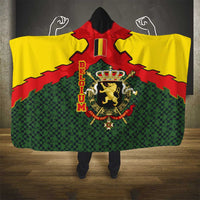 Belgium Hooded Blanket with Royal Coat of Arms Crown Lion Red Green Checker Spirit