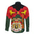 Belgium Long Sleeve Button Shirt with Royal Coat of Arms Crown Lion Red Green Checker Spirit