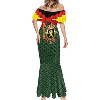 Belgium Mermaid Dress with Royal Coat of Arms Crown Lion Red Green Checker Spirit