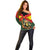 Belgium Off Shoulder Sweater with Royal Coat of Arms Crown Lion Red Green Checker Spirit