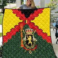 Belgium Quilt with Royal Coat of Arms Crown Lion Red Green Checker Spirit