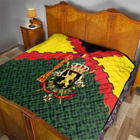 Belgium Quilt with Royal Coat of Arms Crown Lion Red Green Checker Spirit