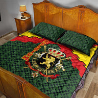 Belgium Quilt Bed Set with Royal Coat of Arms Crown Lion Red Green Checker Spirit