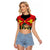 Belgium Raglan Cropped T Shirt with Royal Coat of Arms Crown Lion Red Green Checker Spirit