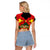 Belgium Raglan Cropped T Shirt with Royal Coat of Arms Crown Lion Red Green Checker Spirit