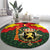 Belgium Round Carpet with Royal Coat of Arms Crown Lion Red Green Checker Spirit