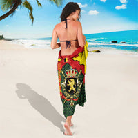 Belgium Sarong with Royal Coat of Arms Crown Lion Red Green Checker Spirit