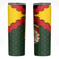 Belgium Skinny Tumbler with Royal Coat of Arms Crown Lion Red Green Checker Spirit