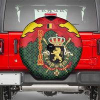 Belgium Spare Tire Cover with Royal Coat of Arms Crown Lion Red Green Checker Spirit
