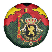 Belgium Spare Tire Cover with Royal Coat of Arms Crown Lion Red Green Checker Spirit