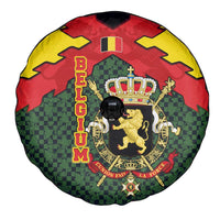 Belgium Spare Tire Cover with Royal Coat of Arms Crown Lion Red Green Checker Spirit