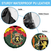 Belgium Spare Tire Cover with Royal Coat of Arms Crown Lion Red Green Checker Spirit