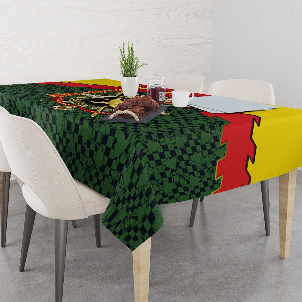 Belgium Tablecloth with Royal Coat of Arms Crown Lion Red Green Checker Spirit