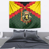 Belgium Tapestry with Royal Coat of Arms Crown Lion Red Green Checker Spirit