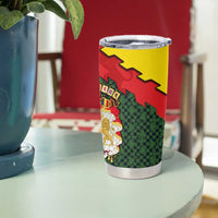 Belgium Tumbler Cup with Royal Coat of Arms Crown Lion Red Green Checker Spirit
