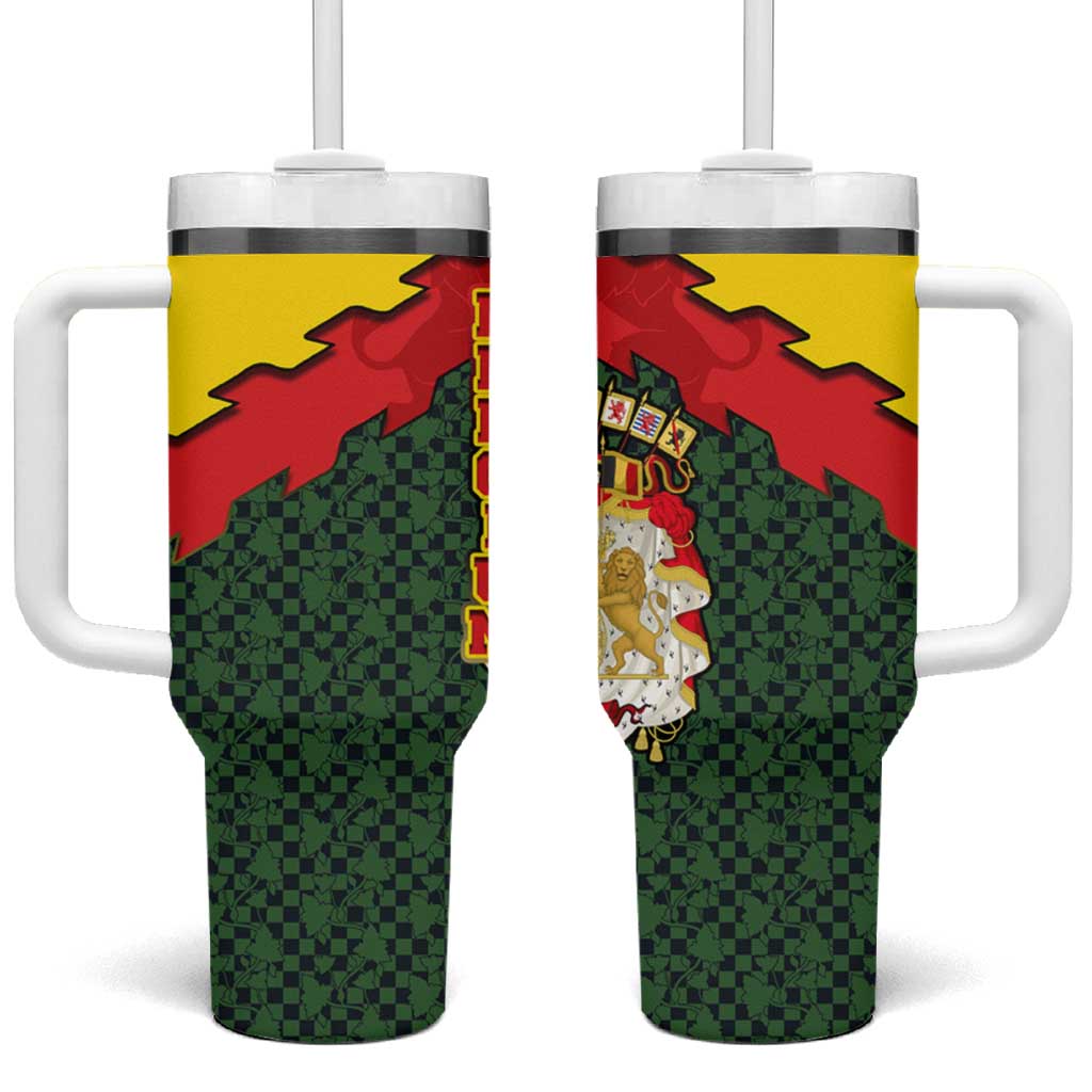 Belgium Tumbler With Handle with Royal Coat of Arms Crown Lion Red Green Checker Spirit