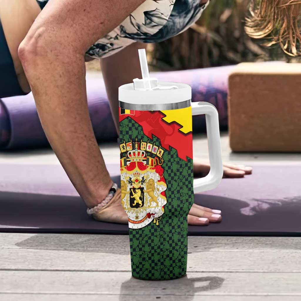 Belgium Tumbler With Handle with Royal Coat of Arms Crown Lion Red Green Checker Spirit