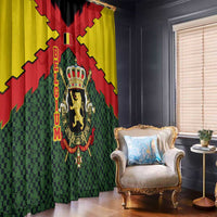 Belgium Window Curtain with Royal Coat of Arms Crown Lion Red Green Checker Spirit