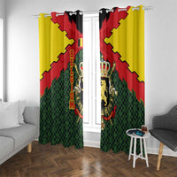 Belgium Window Curtain with Royal Coat of Arms Crown Lion Red Green Checker Spirit
