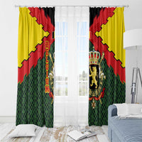 Belgium Window Curtain with Royal Coat of Arms Crown Lion Red Green Checker Spirit