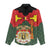 Belgium Women Casual Shirt with Royal Coat of Arms Crown Lion Red Green Checker Spirit