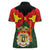 Belgium Women Polo Shirt with Royal Coat of Arms Crown Lion Red Green Checker Spirit