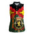 Belgium Women Sleeveless Polo Shirt with Royal Coat of Arms Crown Lion Red Green Checker Spirit